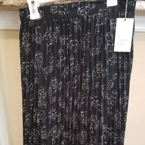Black and White Pleated Skirt